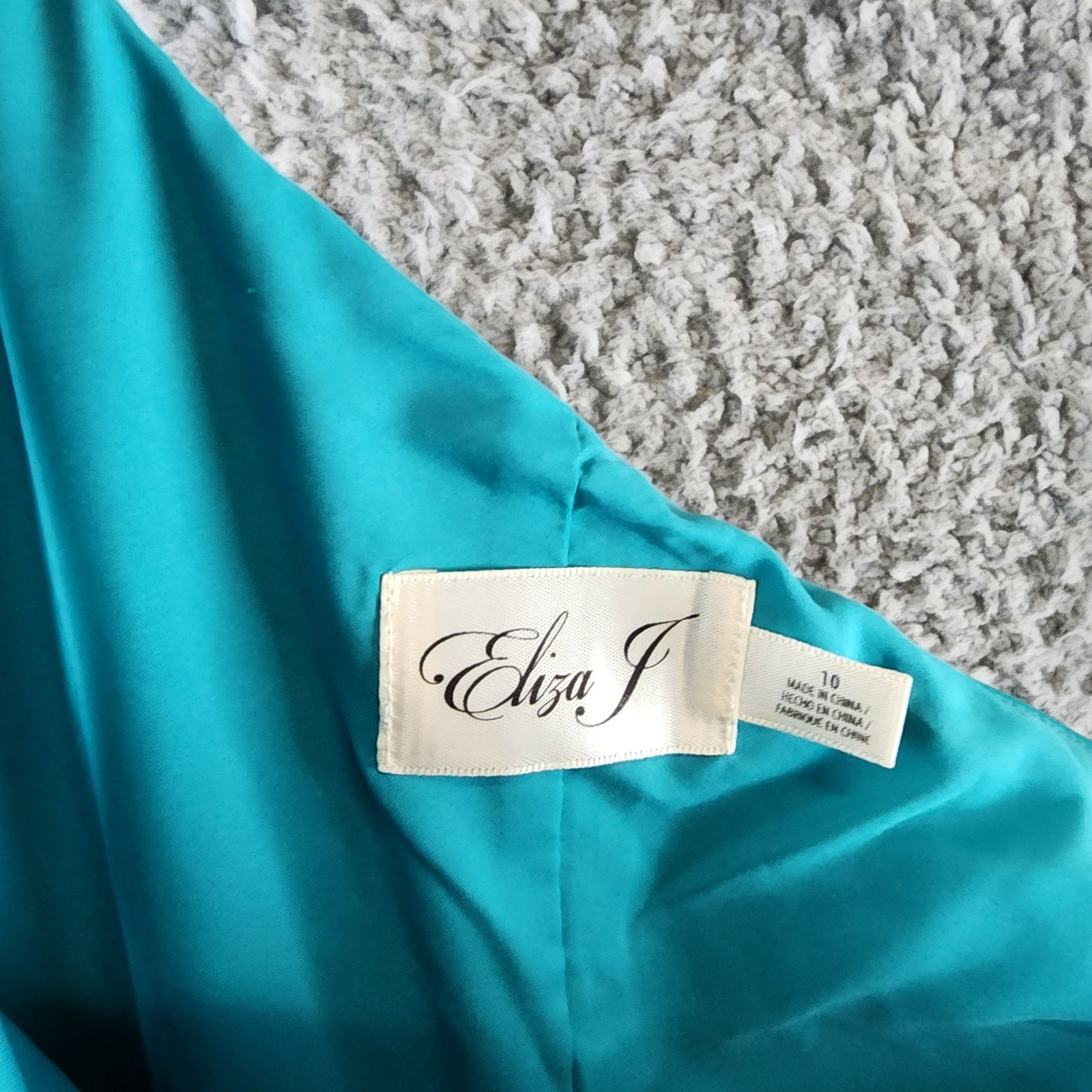 Eliza J Asymmetrical One-Shoulder Dress Women's 10 Turquoise Side Zip Closure - Picture 6 of 11