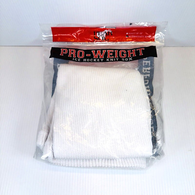 Pear Sox Pro Weight Ice Hockey Knit White Socks Youth Intermediate 26'' - 28'' New