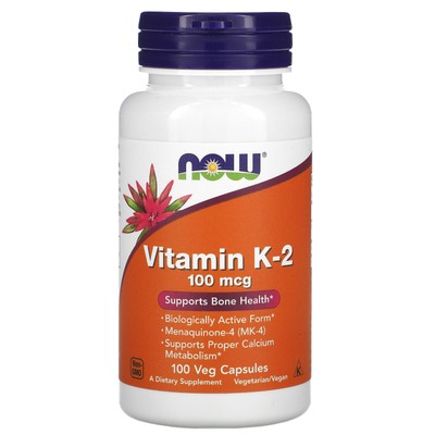 Now Foods Витамин K-2 100 мкг 100 вегетарианских капсул с гарантией качества GMP, кошерный,