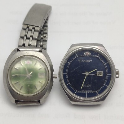 LOT OF 2x ORIENT JAPAN 49740 49741 21 JEWELS AUTOMATIC WIRST WATCHES FOR PARTS