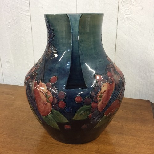 Moorcroft Finch & Fruit Marked WM William Moorcroft Vase England