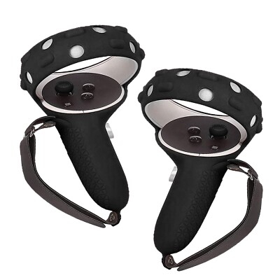 For Oculus Quest 2 VR Headset Controller Grips Cover Case Knuckle Straps Black