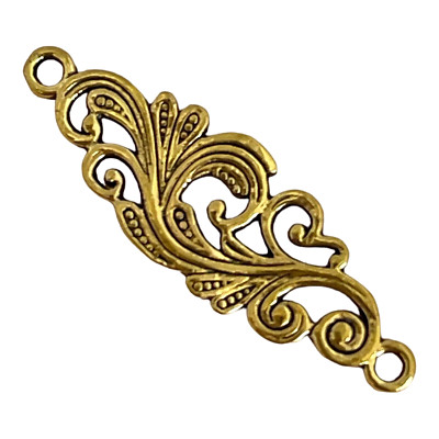 20 Gold 30x10mm Fancy Filigree Scroll Focal Bead Links Connector Drop Findings