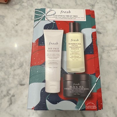 Fresh Soy Cleanser 50ml Black Tea Mask 30ml Kombucha Facial Essence Holiday Set