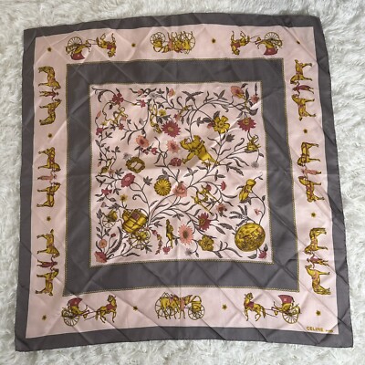 CELINE  Silk Scarf ''Carriage and flower garden'' from Japan