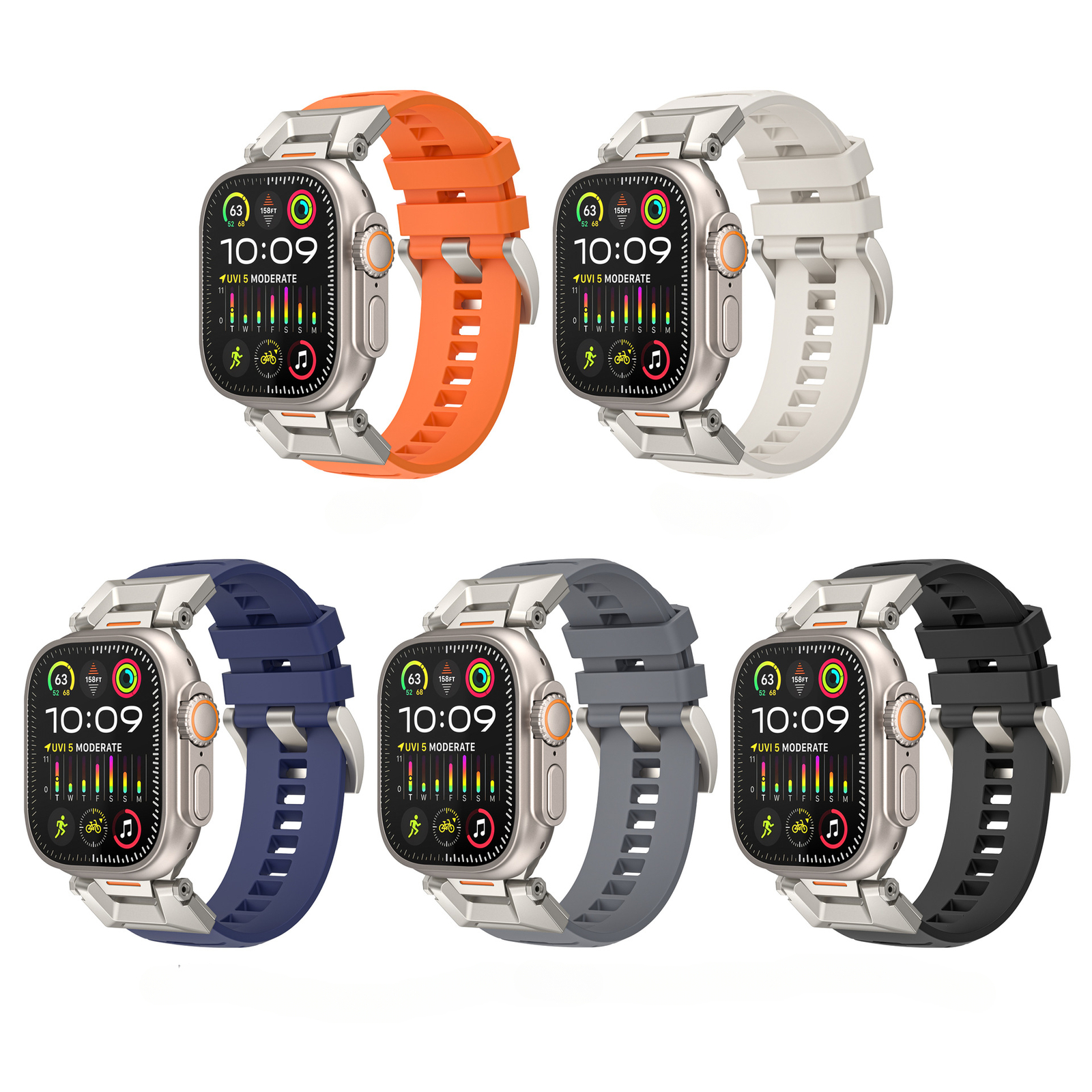 Apple Watch Series9 8 7 6 5 4 SE用バンドカスタム Metal+Silicone Band Strap For Apple Watch Series 9 8 7 6 5 4