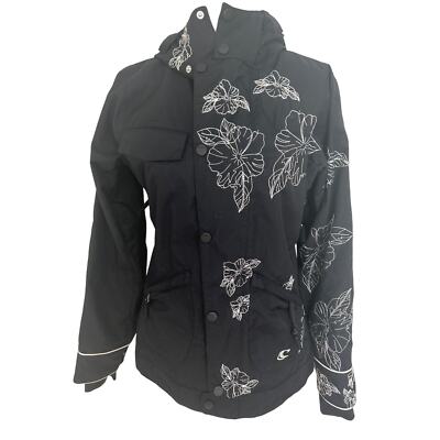 O Neill women s freedom series snow board or ski jacket floral thread detail  M