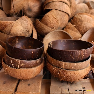 Natural Coconut Shell Bowl Halves | Eco Friendly Handmade Bowl Halves | Set Of 2