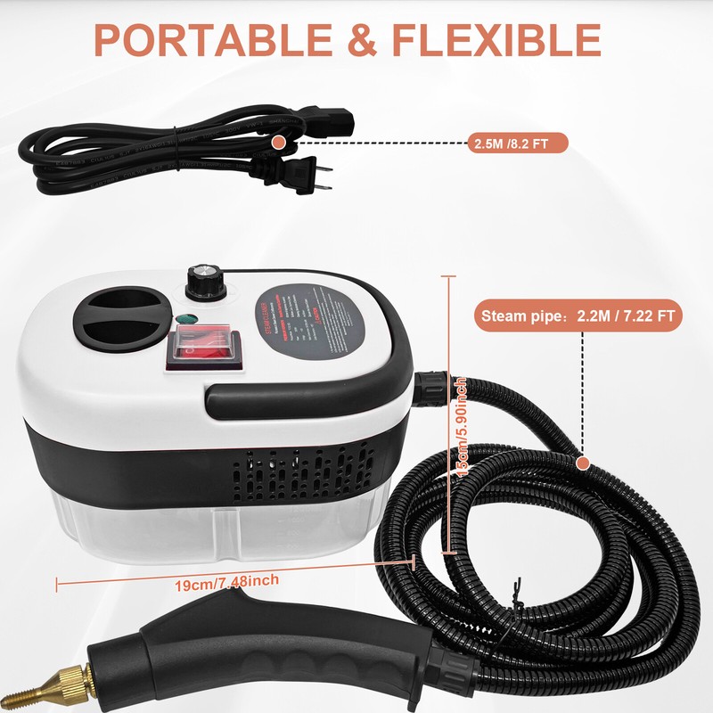 Steam Cleaner 2500W Handheld Steamer for Cleaning Furniture, Car Detailing
