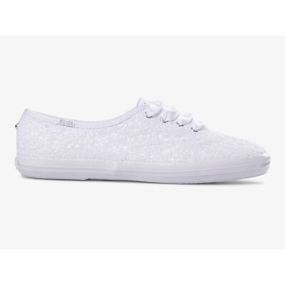 Keds Women Champion Sequins Sneaker White 10 W Fashion Sneakers Canvas