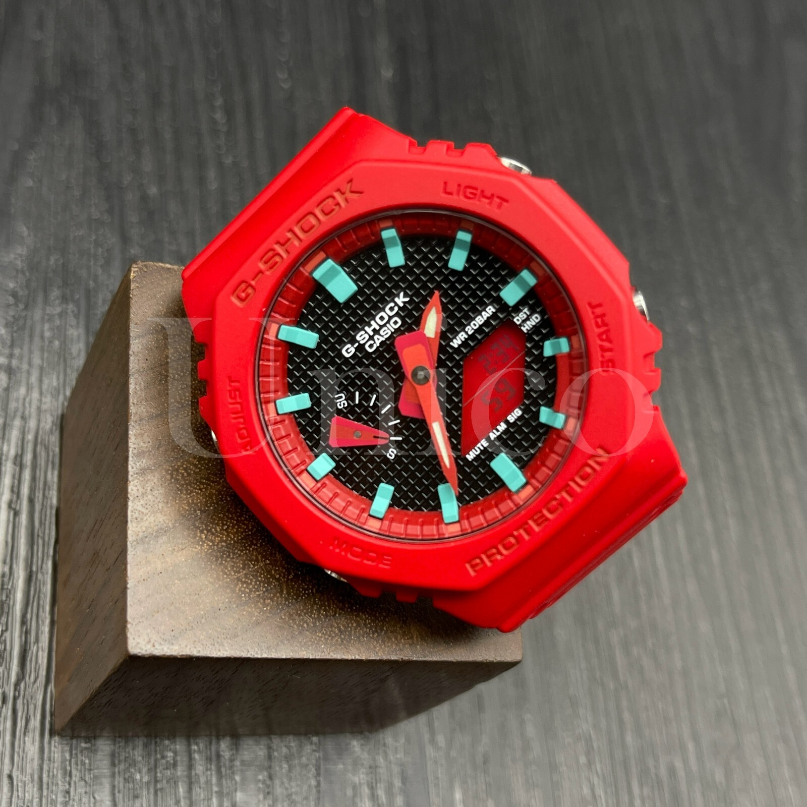 Pre-owned Casio Custom Made Watch Ga2100-4a G-shock  Waffle Black Dial Tf Green Scale Ring