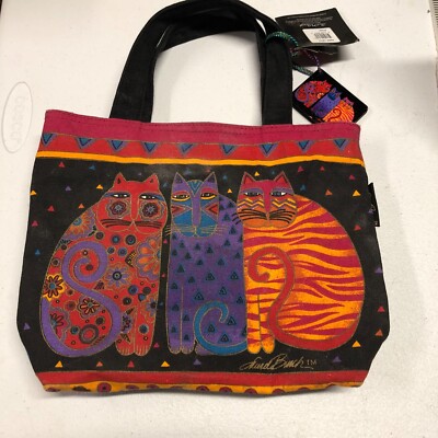 Laurel Burch Tribal Cats Mini Tote by Bag Sun n Sand 11'' x 8.5''