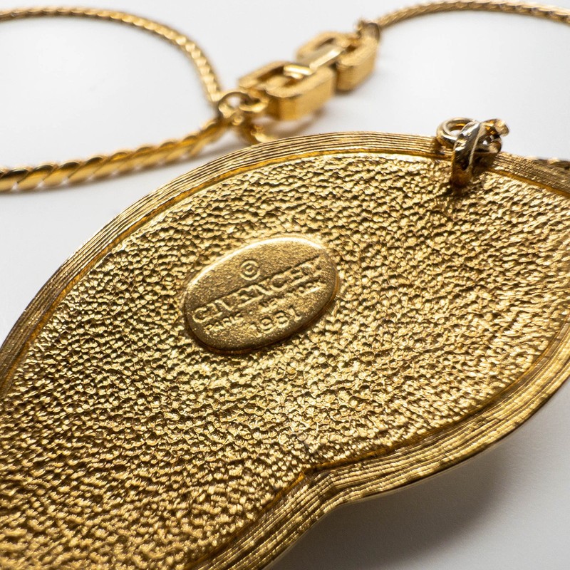 VTG 1981 Bijoux Givenchy Pendant Necklace Gold Plated Lily Shape