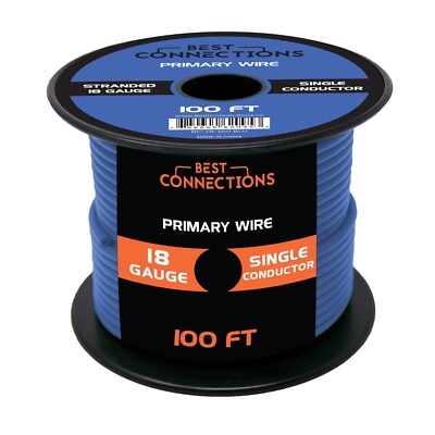 18 Gauge Car Audio Primary Wire (100ft Blue)  Remote, Power/Ground Electrical
