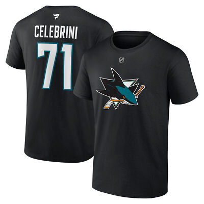 Men's Fanatics Macklin Celebrini-Black San Jose Sharks Authentic Stack Name &