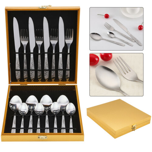16Pcs Kitchen Cutlery Set Dining Stainless Steel Gift Spoon Fork Utensil Tea UK