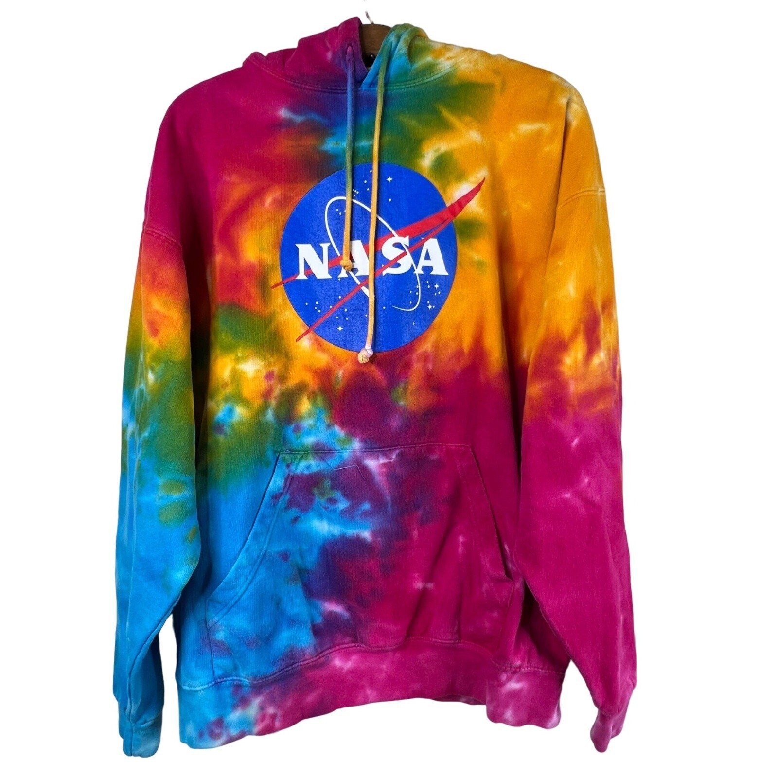 Colortone NASA Rainbow Tie Dye Pullover Hoodie Multicolor Cotton Blend Mens  L | eBay