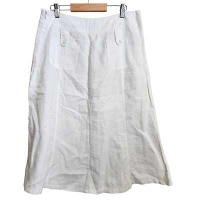 White linen knee length skirt cheap