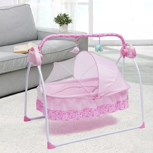 Automatic Electric Baby Crib Cradle Baby Swing Rocking Cot Sleep Bed&  Bluetooth