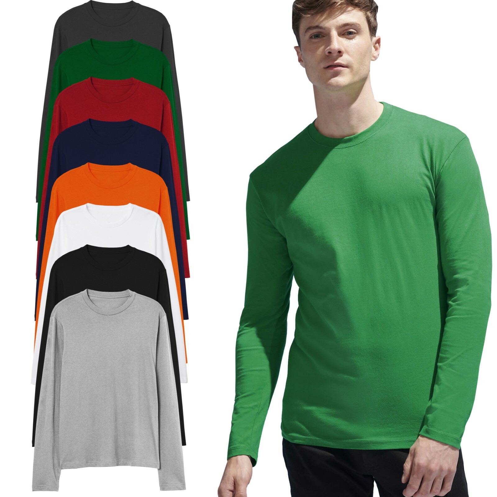 long sleeve round neck t shirt for men
