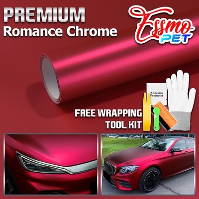 ESSMO PET Romance Chrome Rose Red Auto Car Vehicle Vinyl Wrap Decal Sticker