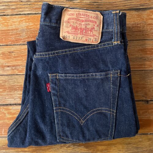 Vintage Late 1960s Levis Big E 505-0217 Zip Fly Dark Denim Vintage Late 1960s Levis Big E 505-0217 Zip Fly Dark Denim