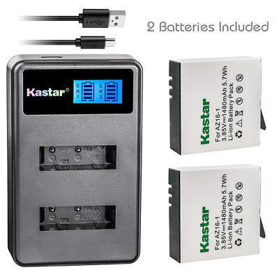 Kastar Battery LCD Dual Charger for Xiaomi YI AZ16-1 AZ16-2 & Xiaomi Yi 4K 4K+