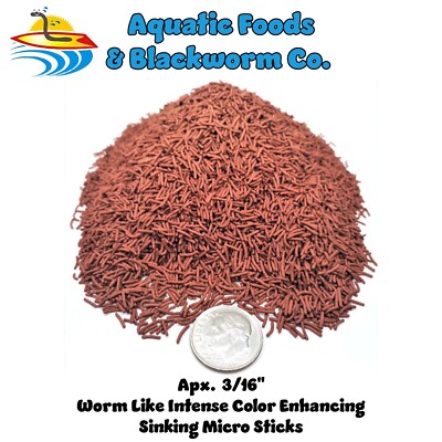 Worm Like 3/16'' Bite Size Sinking Color Enhancing Micro Sticks  Discus, Cichlids