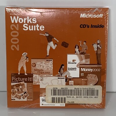 Microsoft Works 2002 Software Installation CD's with Product Key NEW