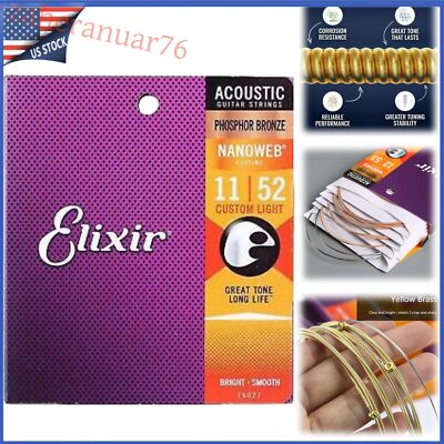 1pcs Elixir Strings Phosphor Acoustic Electric Guitar Strings  16027（11-52）.