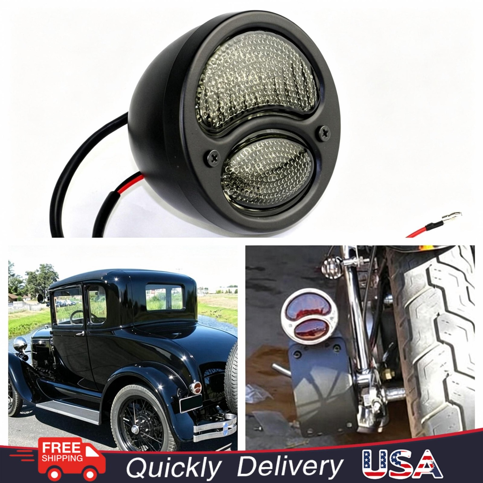 Rear LED Stop Brake Tail Light Lamp for 1928-1931 Ford Model A Custom Taillight