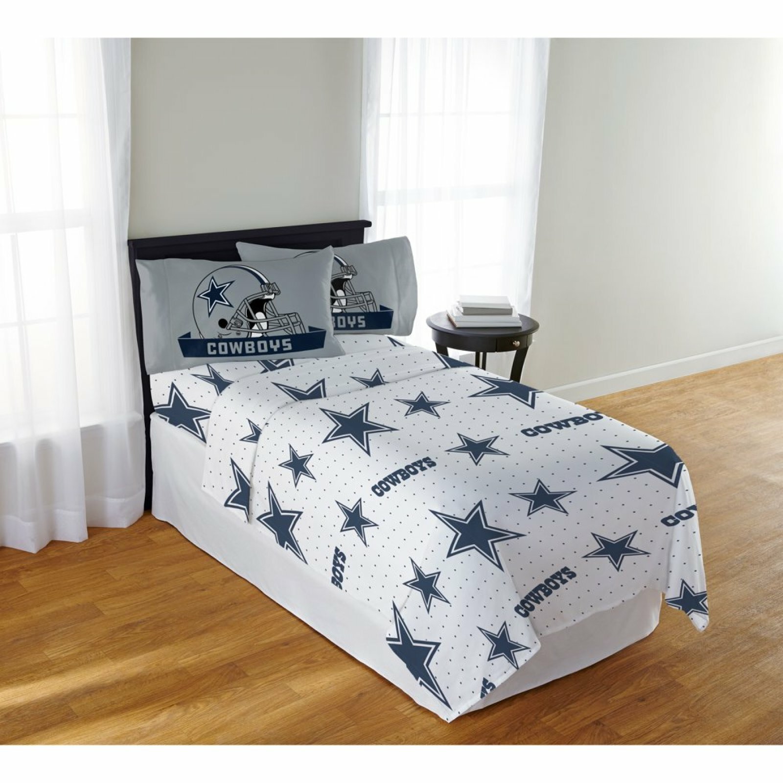Dallas Cowboys Queen Size Sheet Set Flat Fitted Nfl Licensed 4 Pc Details