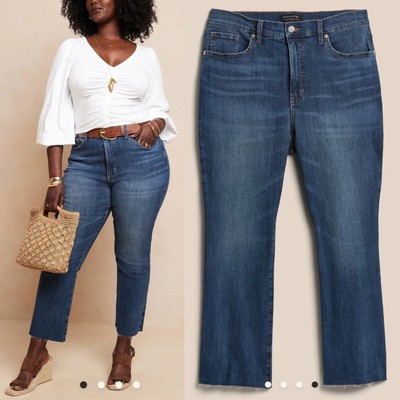 NWT Banana Republic High Rise Crop Raw Hem Curvy Bootcut Jeans Stretch Denim 24