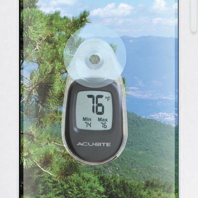 AcuRite 00318 Indoor Outdoor Suction Cup Digital Thermometer Black