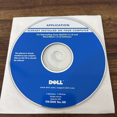 DELL APPLICATION FOR REINSTATING SONIC MYDVD 5.3 LE AND RECORDNOW 7.3 LE SOFTWAR