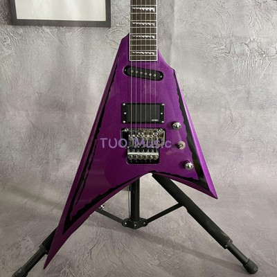 Purple Edwards Alexi Laiho V Solid Body 24 Frets Active Pickups Floyd Rose Stock