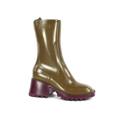 Chloe Betty Two Tone Santel Green Burgundy Rain Boots 36