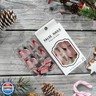 Cute Christmas Hat Press on Nails Almond Red Green French Tip Fake Nails Wave Christmas Tree False Nails with Glitter Design Glossy Glue on Nail Xmas Holiday Stick on Nail for Women 24Pcs