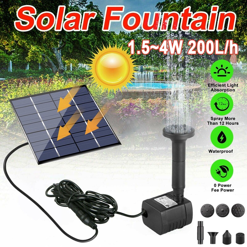 Solar Power Fountain Submersible Floating Water Pump Bird Bath Pond Garden Decor