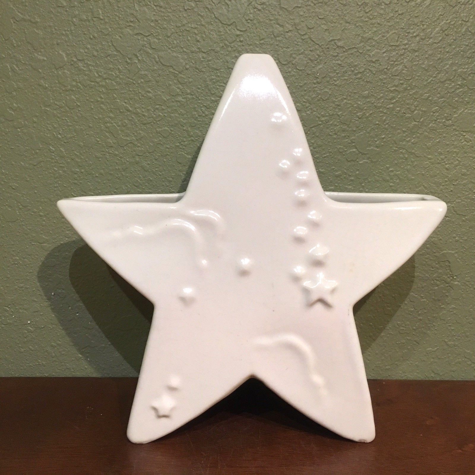 Vintage Abingdon Art Pottery White Glaze Figural Shooting Star Planter Vase