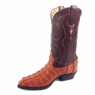 Pre-owned Los Altos Boots Los Altos Cognac Leather Caiman Tail J Toe Boots Style 1 99 01 03 Size 9,11. In Brown