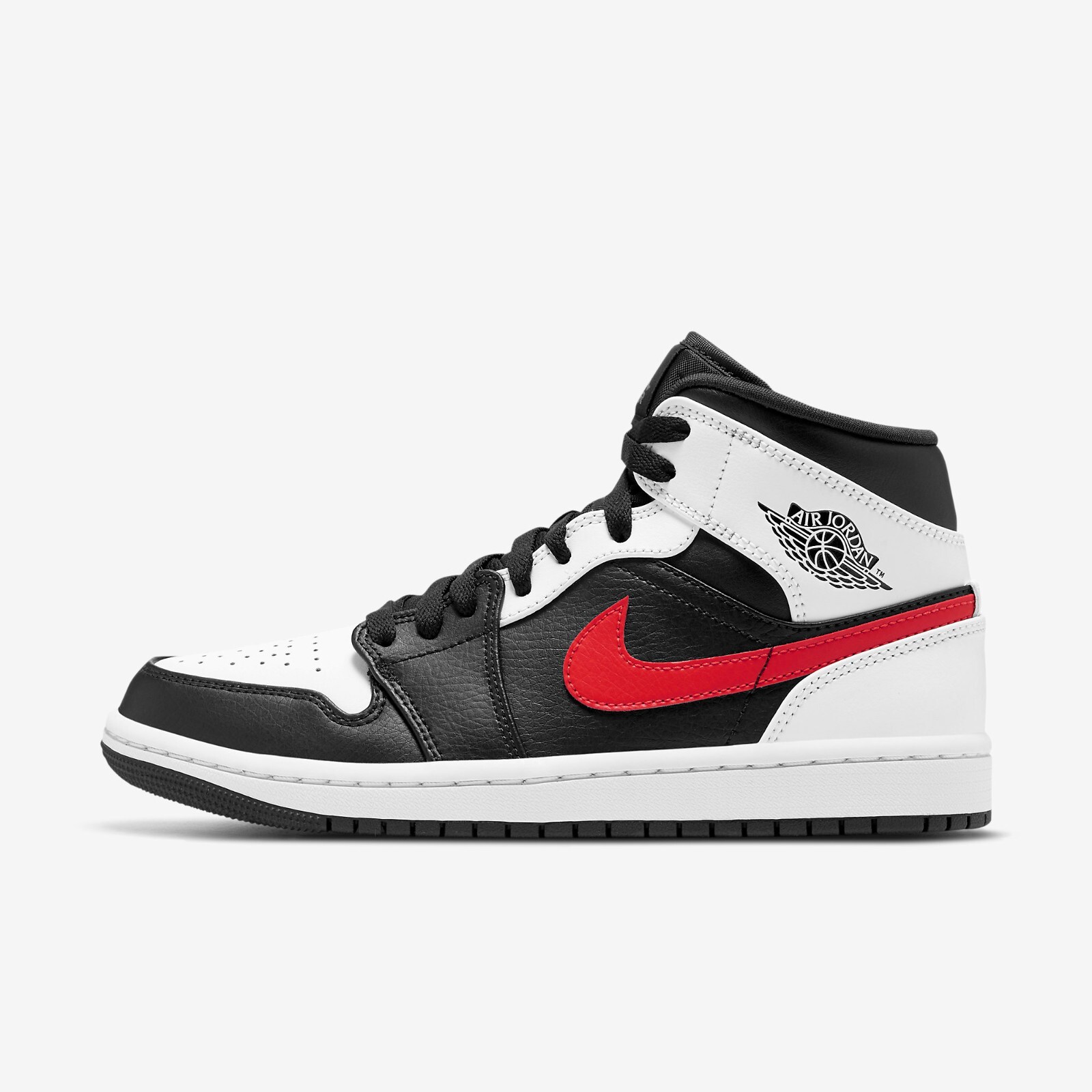 

Кроссовки Nike Air Jordan 1 Mid Black Chile Red 554724-075, Black/chile red-white, Nike Air Jordan 1