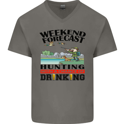 Hunting Weekend Alcohol Beer Funny Hunter Mens V-Neck Cotton T-Shirt