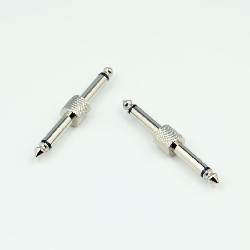 2 Pcs 6.35mm 1/4 Mono Jack Plug Male To Male Guitar Coupler Joiner Adapter