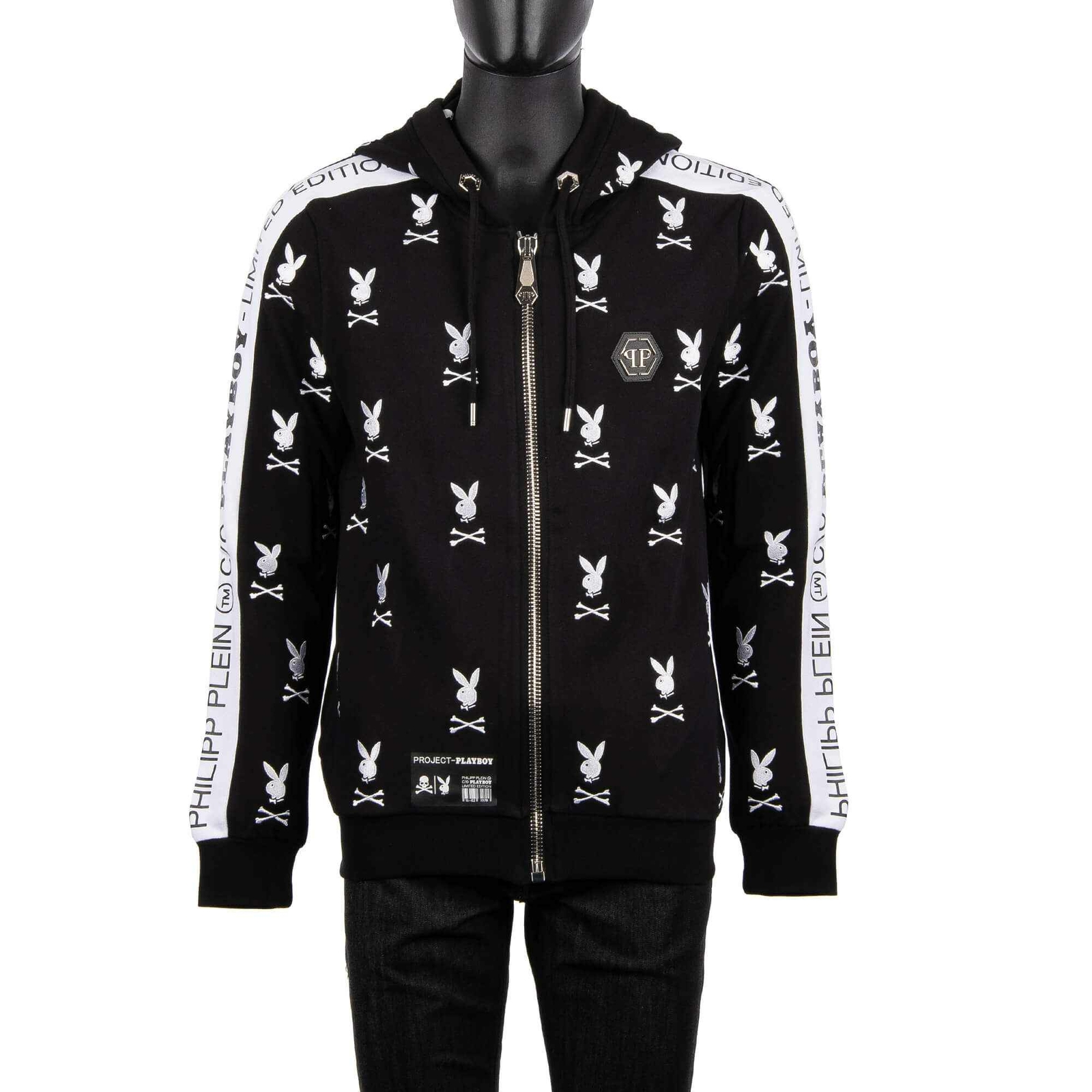 

Куртка с капюшоном Philipp Plein X Playboy All Logo Black White 08395, Черный