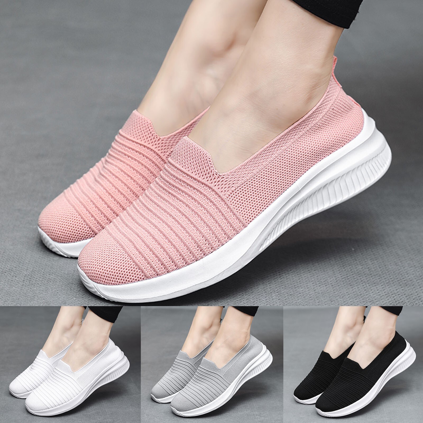 Mesh Breathable Comfortable Slip On Solid Color