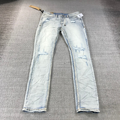 Ksubi Jeans Mens 31 Van Winkle Boneyard Phase Blue Denim Pants Distress Skinny