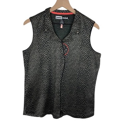 Jamie Sadock Golf Tank Top V Neck Animal Print Gold Black Shirt Women&rsquo;s Size XL