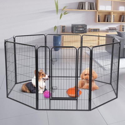 Dog Playpen Pet Outdoor Exercise Fence Camping Kennel Barrier 48 Panel 32x40inch
