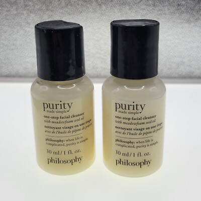 Lot x2 Philosophy Purity Made Simple One Step Facial Cleanser 1 oz Travel Size